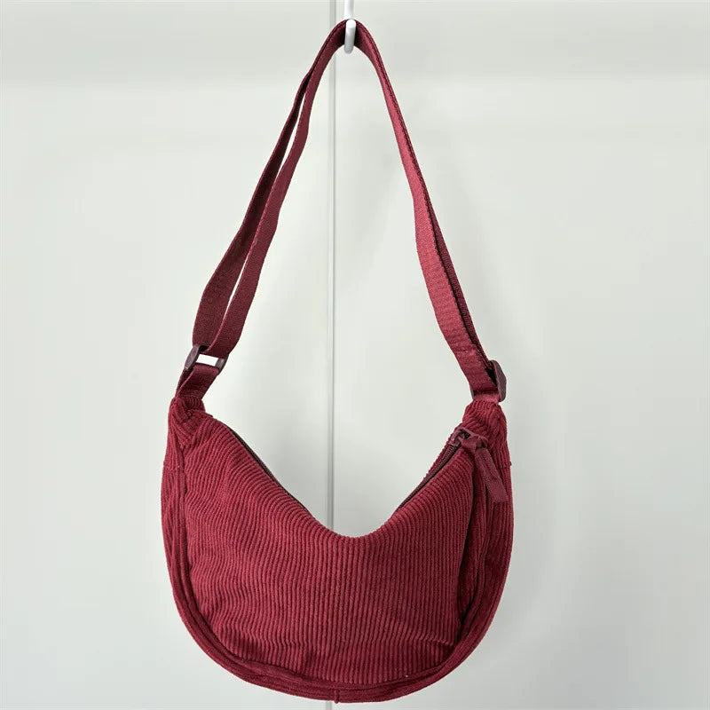 Premium Retro Corduroy Shoulder Bag - Casual Hobo Crossbody Tote ✨