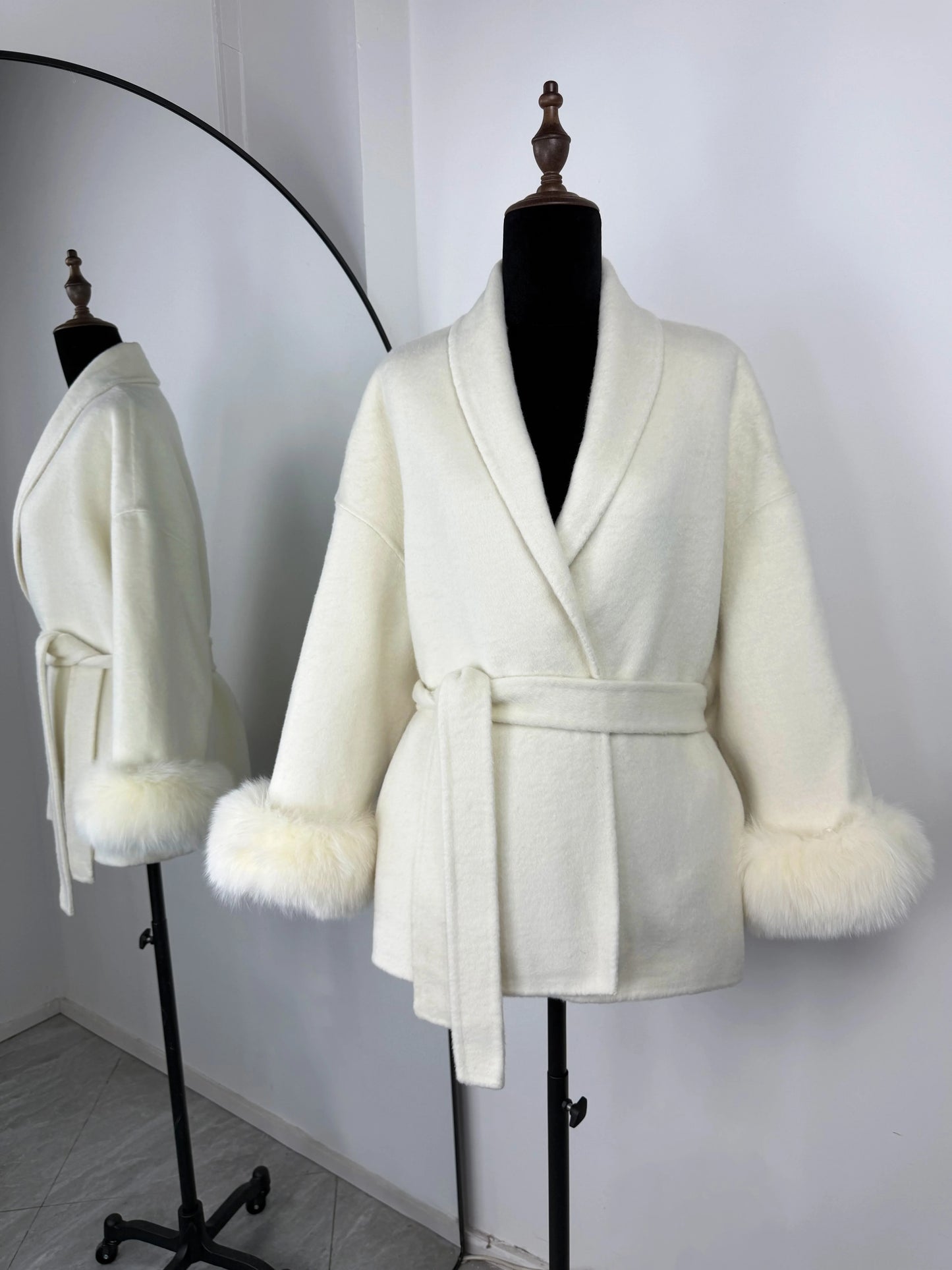 Luxury Faux Fur Trim Wool Coat – Belléra™ Elegant Tie-Waist Winter Cardigan 🇬🇧✨