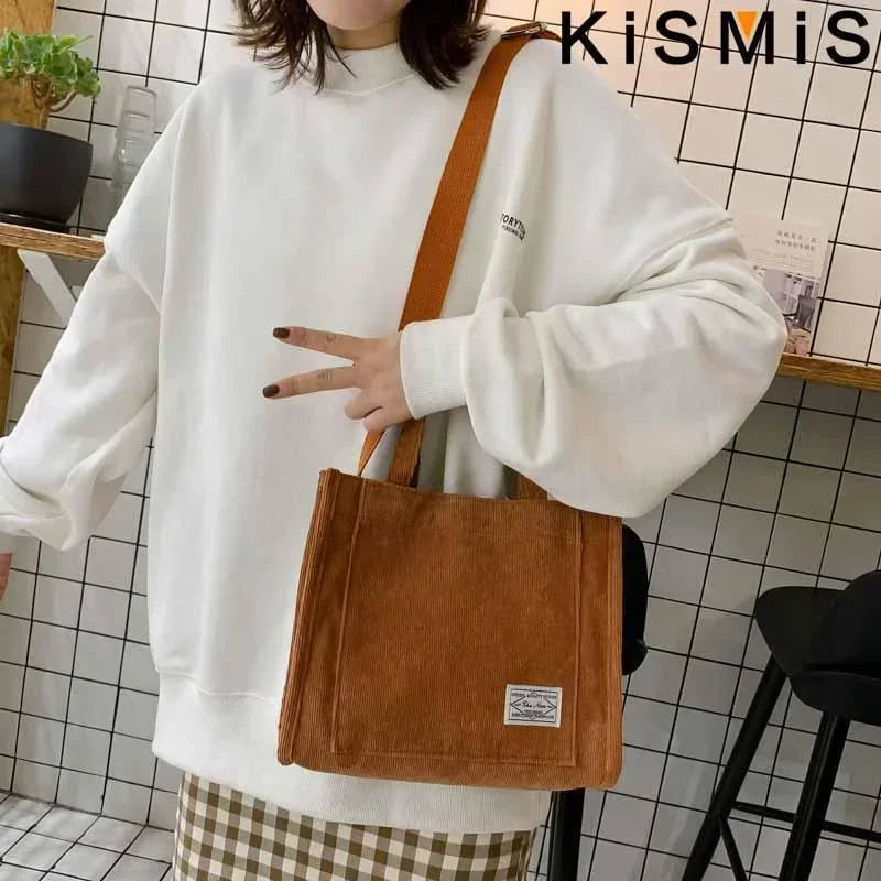 Premium Fashion Corduroy Tote Bag - Large Capacity Square Shoulder Purse ✨