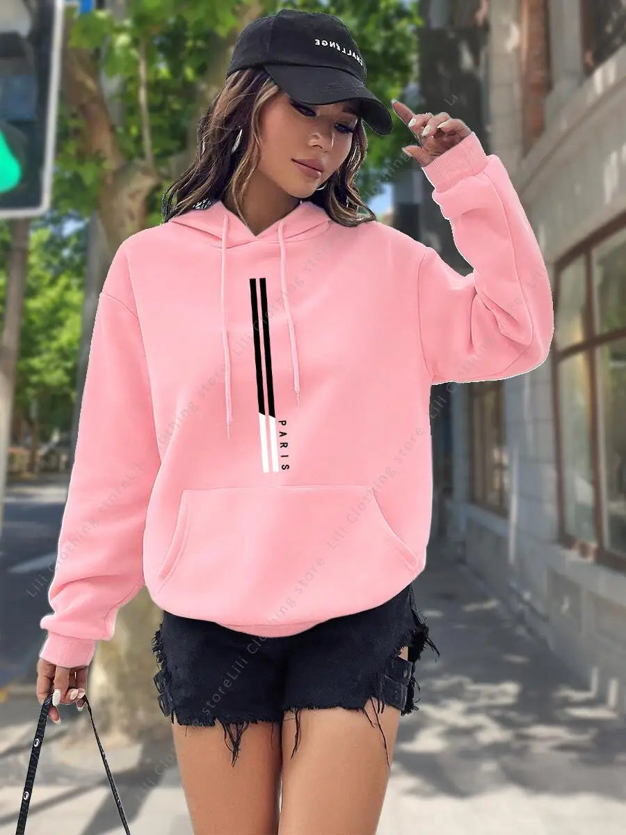 Paris Retro Graphic Letter Print Hoodie – Belléra™ Aesthetic Oversized Fleece Jumper 🇬🇧✨