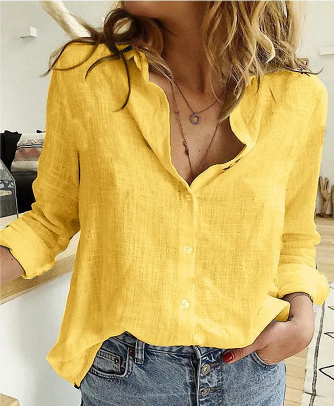 Premium Cotton Linen Button-Down Shirt – Belléra™ Casual Loose Fit Blouse 🇬🇧✨