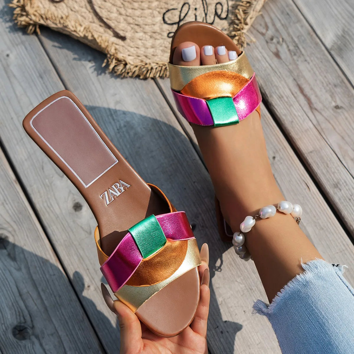 Premium Designer Criss-Cross Leather Slides - Flat Chic Summer Sandals ✨
