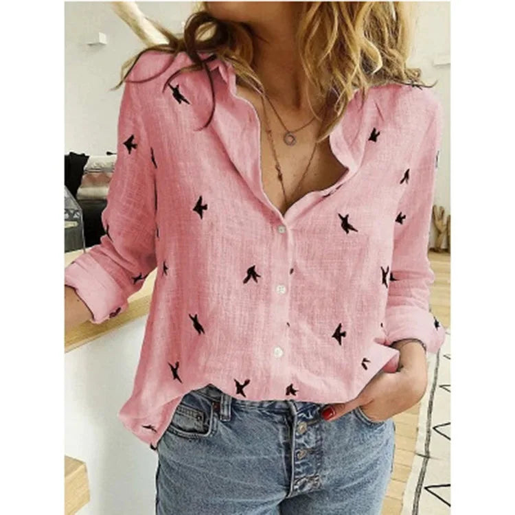 Premium Cotton Linen Button-Down Shirt – Belléra™ Casual Loose Fit Blouse 🇬🇧✨
