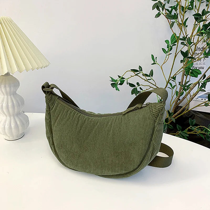 Premium Retro Corduroy Shoulder Bag - Casual Hobo Crossbody Tote ✨