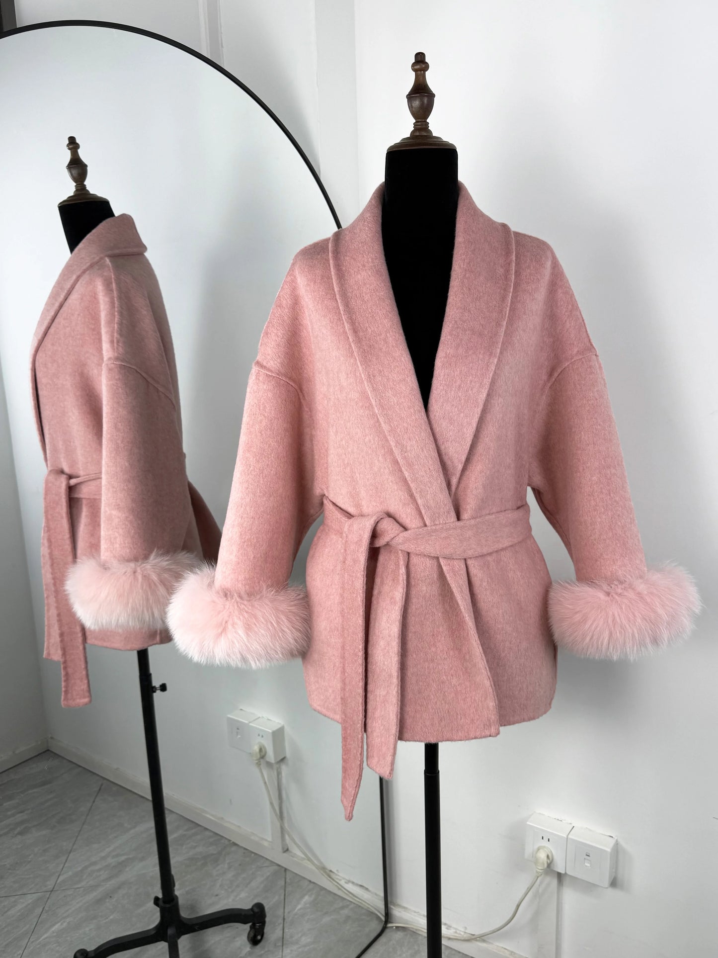 Luxury Faux Fur Trim Wool Coat – Belléra™ Elegant Tie-Waist Winter Cardigan 🇬🇧✨