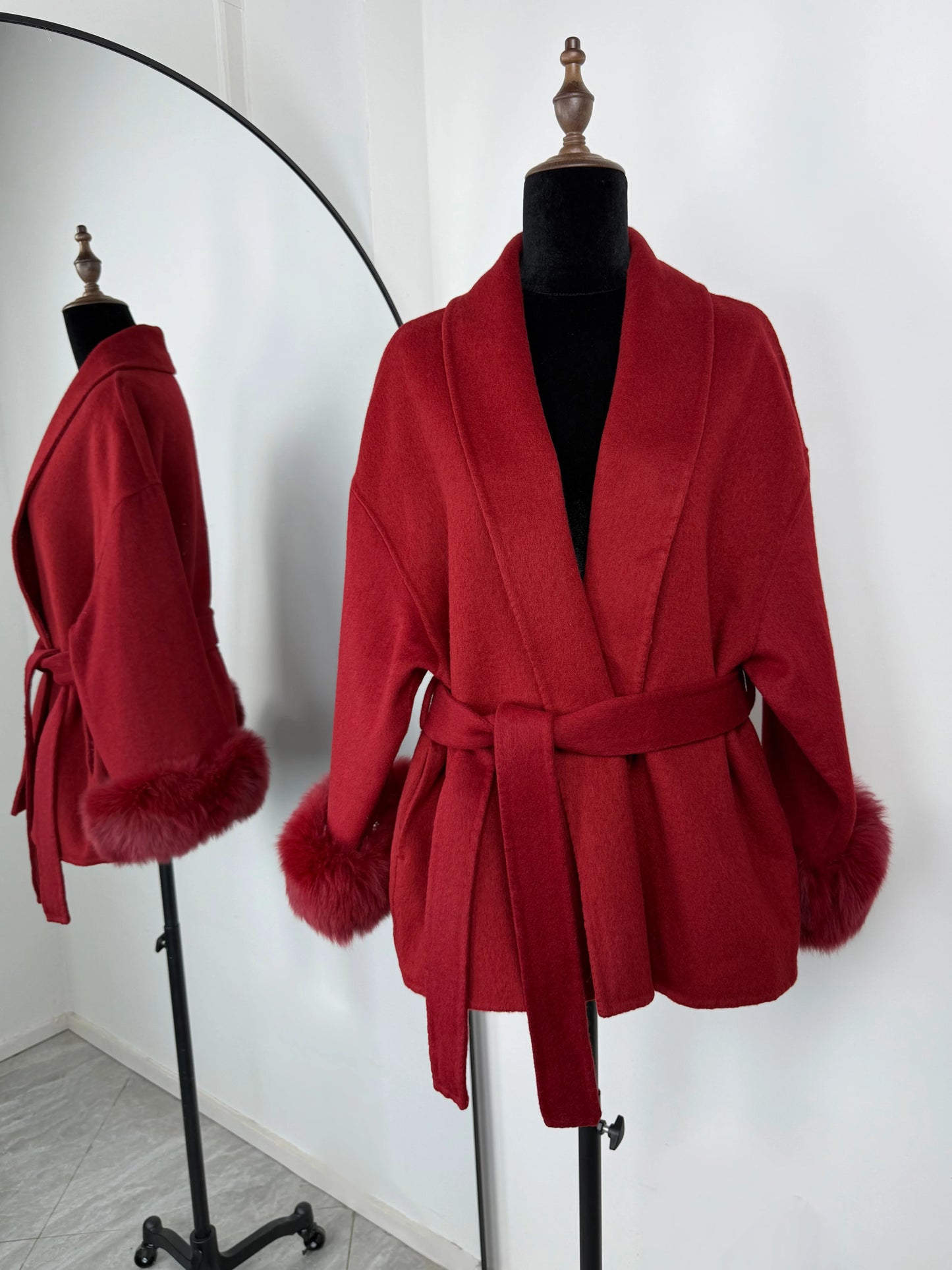 Luxury Faux Fur Trim Wool Coat – Belléra™ Elegant Tie-Waist Winter Cardigan 🇬🇧✨