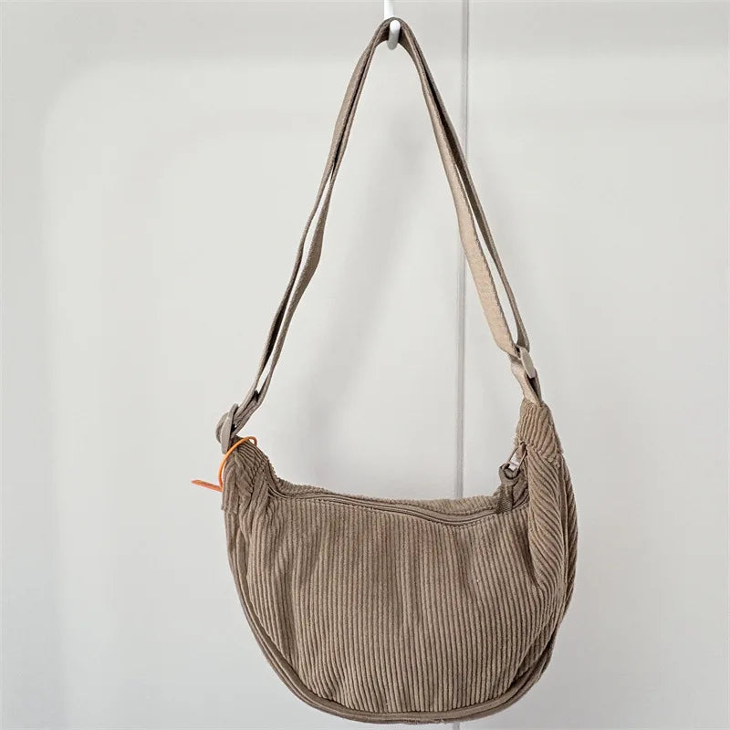 Premium Retro Corduroy Shoulder Bag - Casual Hobo Crossbody Tote ✨