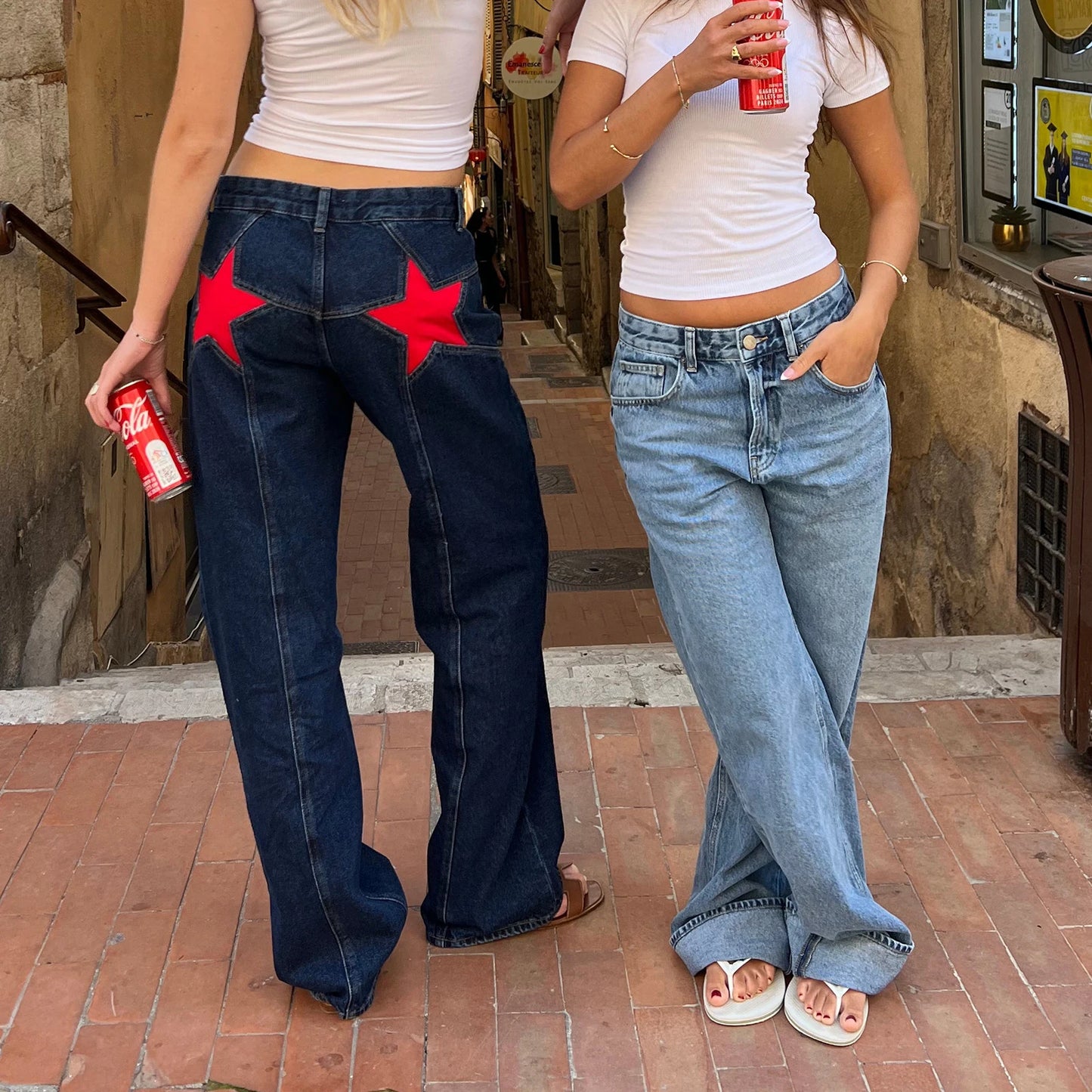 Premium Y2K Star Print Jeans - Low-Rise Loose Straight Denim Trousers ✨