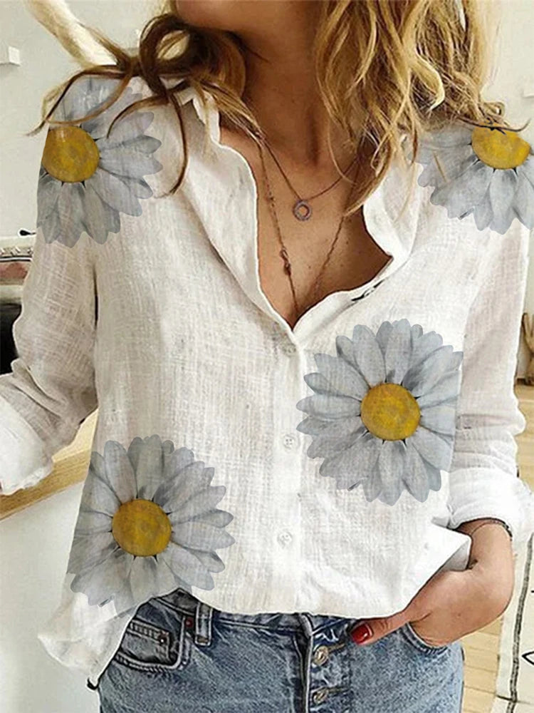Premium Cotton Linen Button-Down Shirt – Belléra™ Casual Loose Fit Blouse 🇬🇧✨