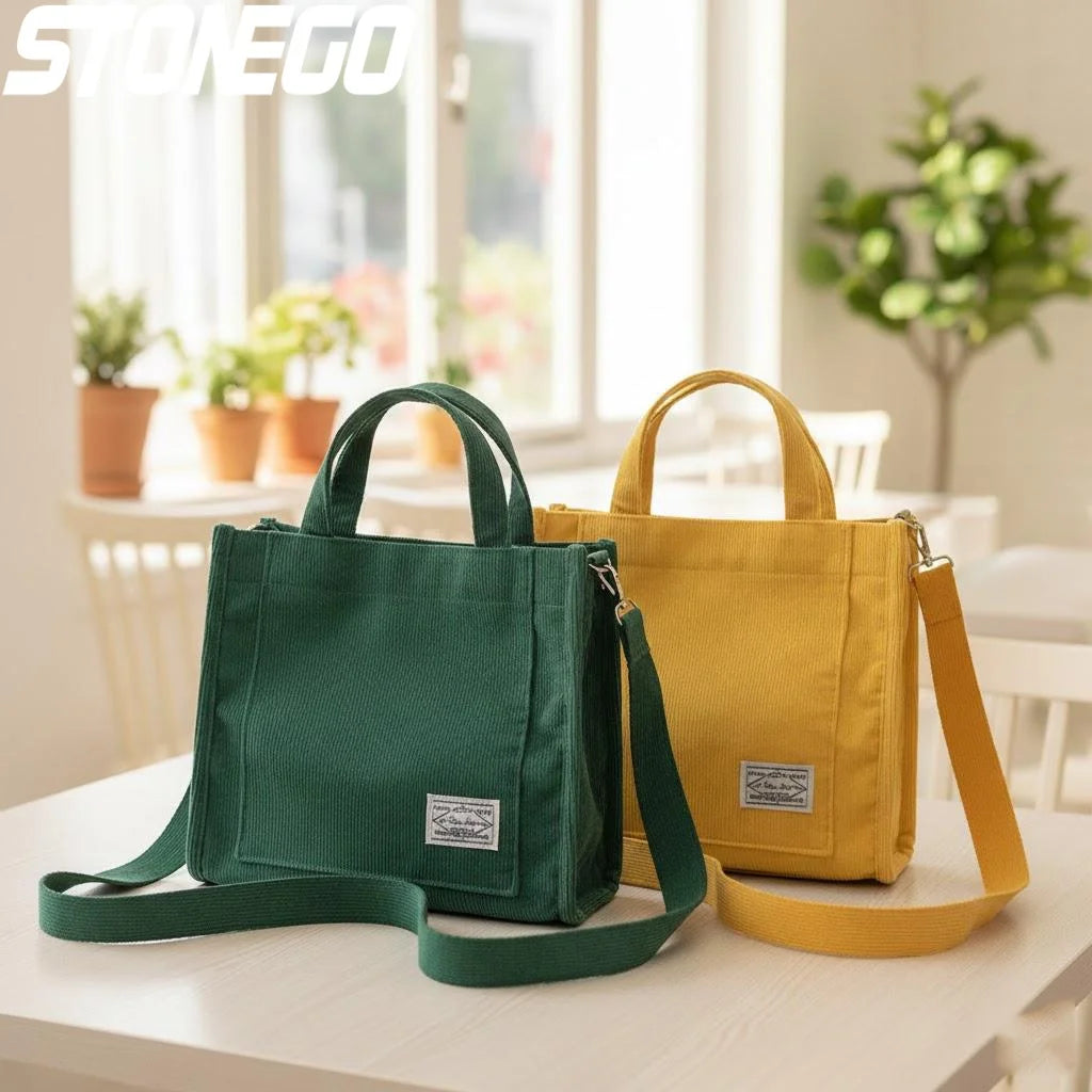 Premium Fashion Corduroy Tote Bag - Large Capacity Square Shoulder Purse ✨