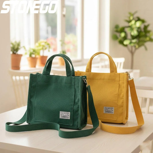 Premium Fashion Corduroy Tote Bag - Large Capacity Square Shoulder Purse ✨