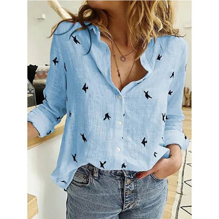 Premium Cotton Linen Button-Down Shirt – Belléra™ Casual Loose Fit Blouse 🇬🇧✨