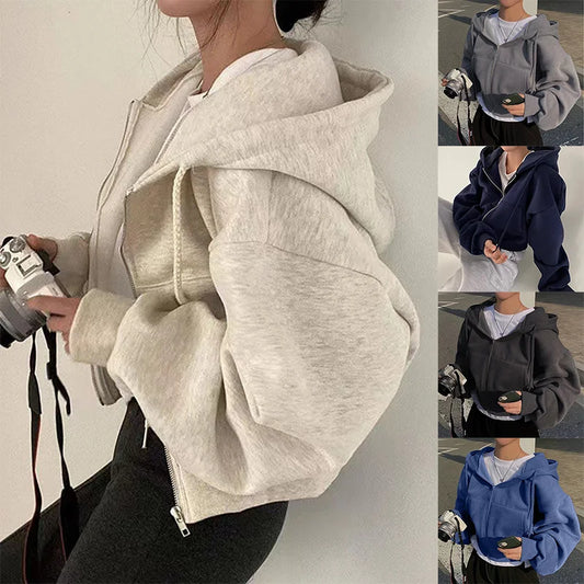 Bellera™ Premium Fleece-Lined Cropped Zip-Up Hoodie ✨