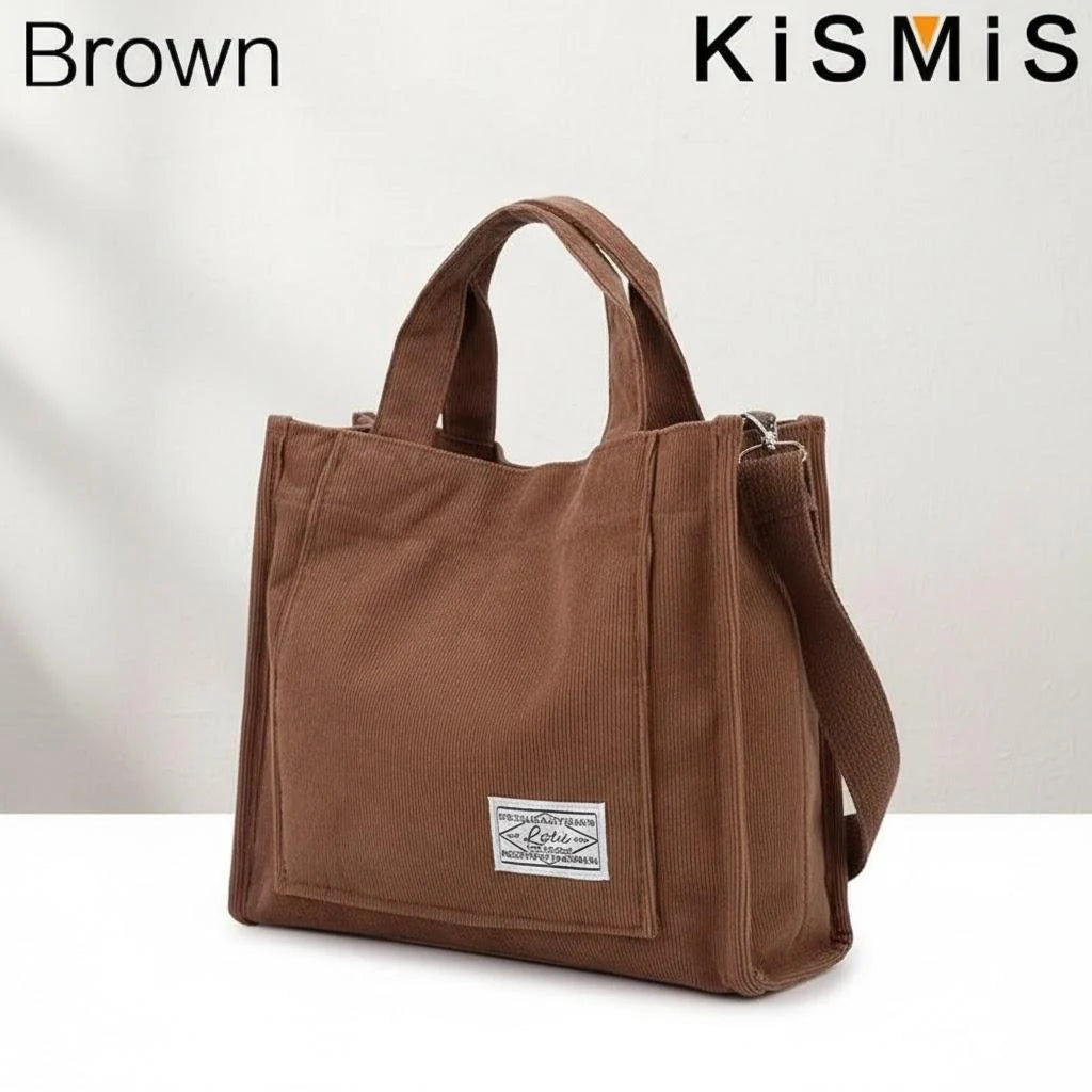 Premium Fashion Corduroy Tote Bag - Large Capacity Square Shoulder Purse ✨
