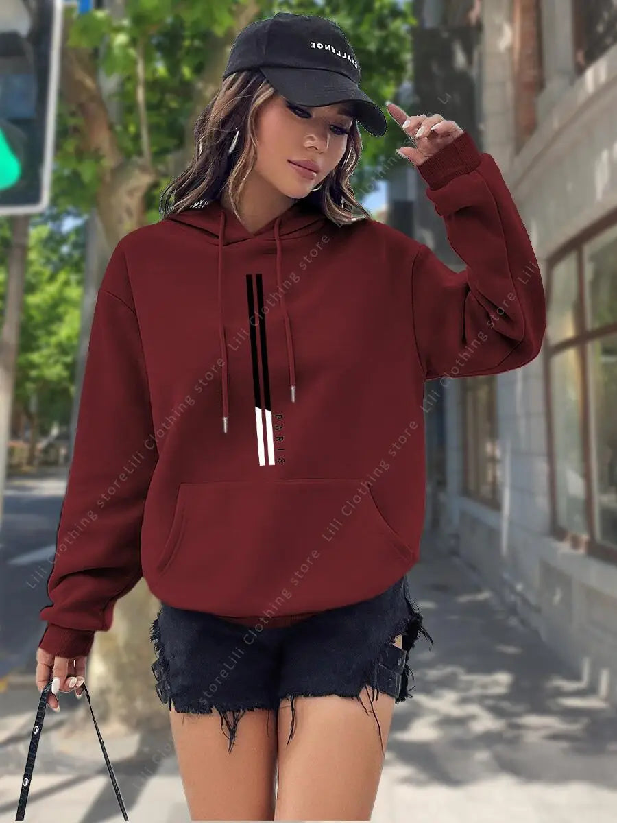 Paris Retro Graphic Letter Print Hoodie – Belléra™ Aesthetic Oversized Fleece Jumper 🇬🇧✨