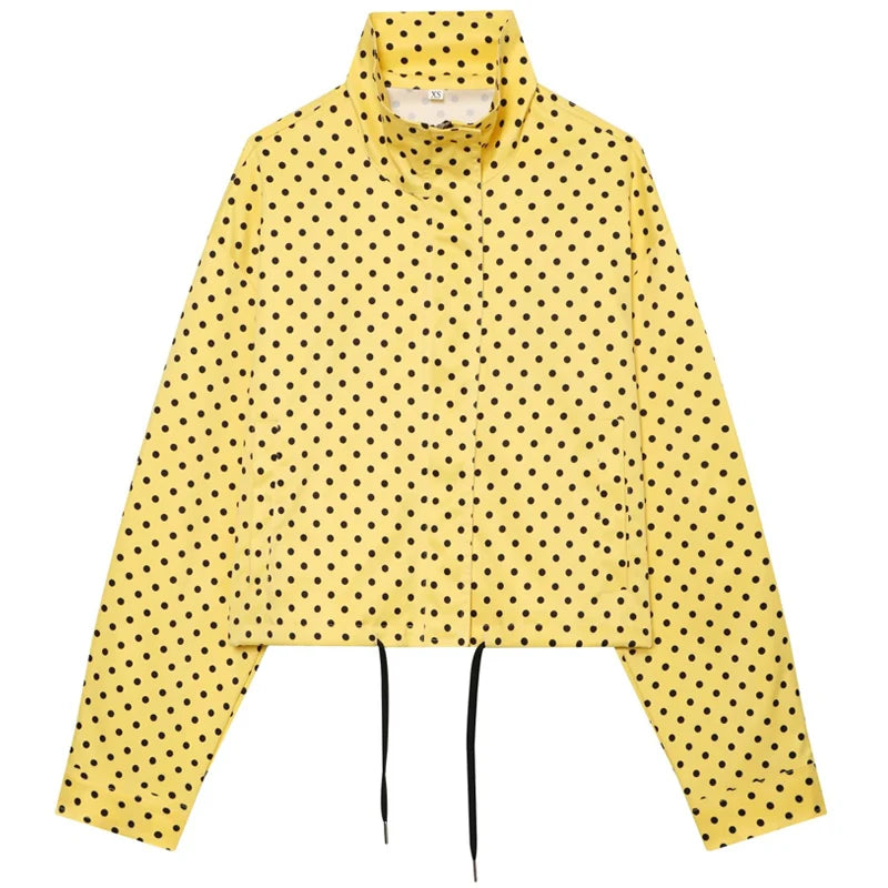 Retro Polka Dot Cropped Bomber Jacket – Belléra™ Aesthetic Zip-Up Aviator Coat 🇬🇧✨