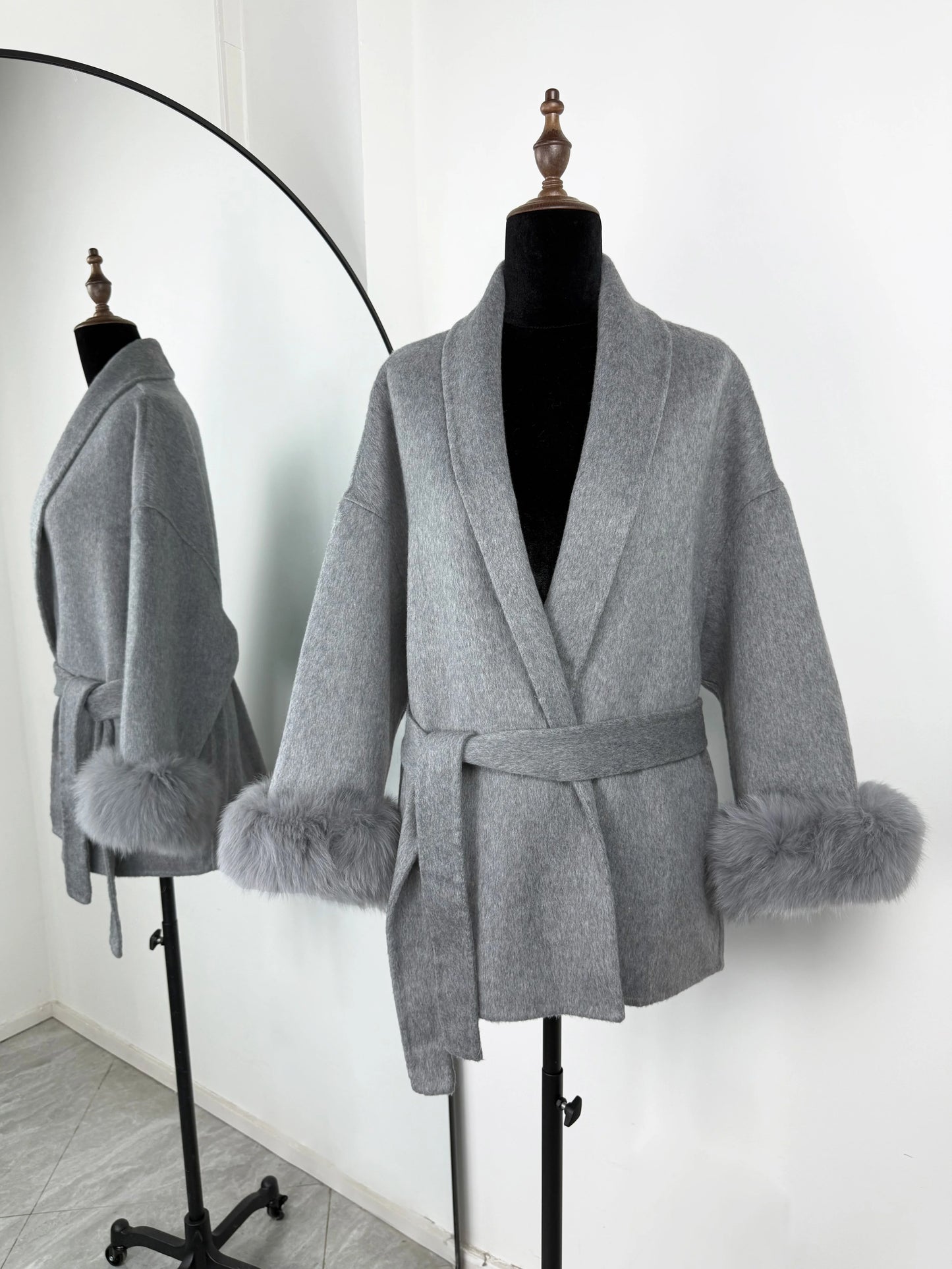 Luxury Faux Fur Trim Wool Coat – Belléra™ Elegant Tie-Waist Winter Cardigan 🇬🇧✨