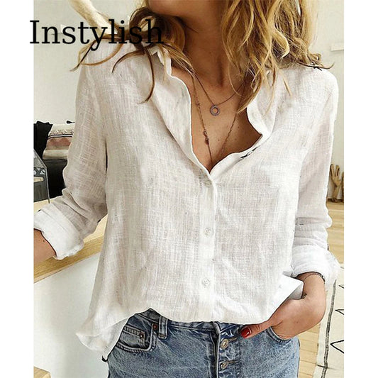 Premium Cotton Linen Button-Down Shirt – Belléra™ Casual Loose Fit Blouse 🇬🇧✨