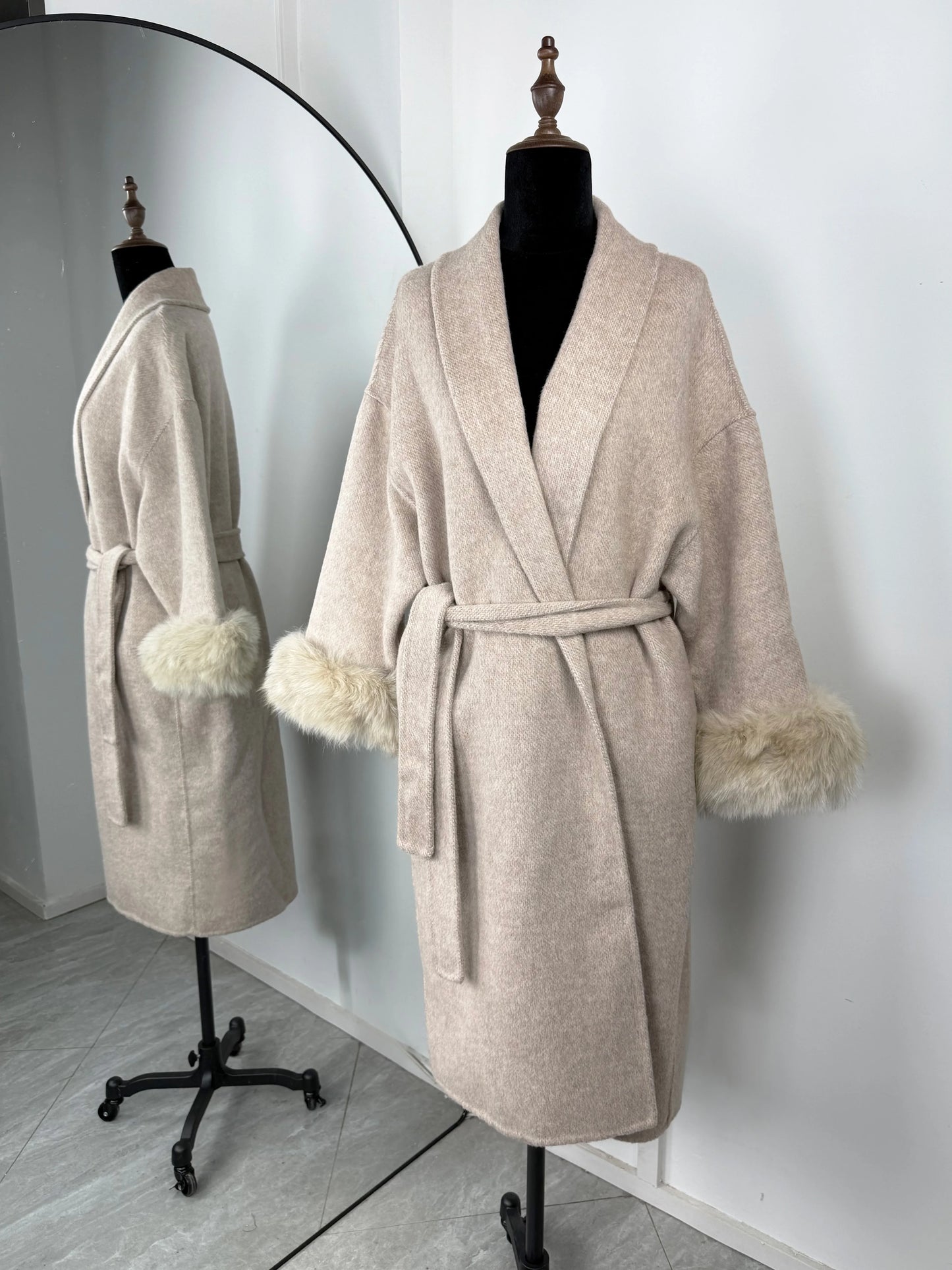 Luxury Faux Fur Trim Wool Coat – Belléra™ Elegant Tie-Waist Winter Cardigan 🇬🇧✨
