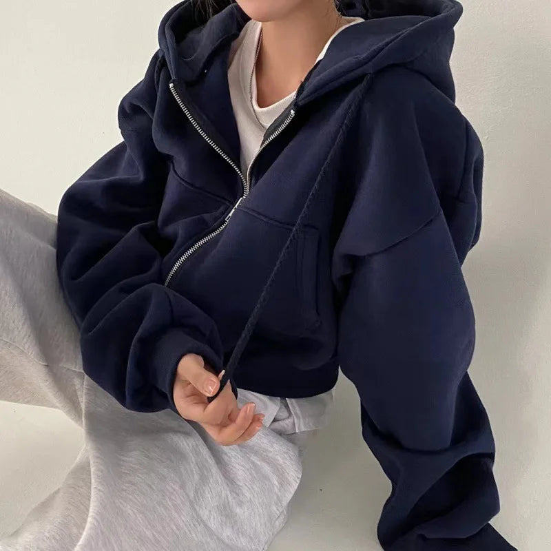 Bellera™ Premium Fleece-Lined Cropped Zip-Up Hoodie ✨
