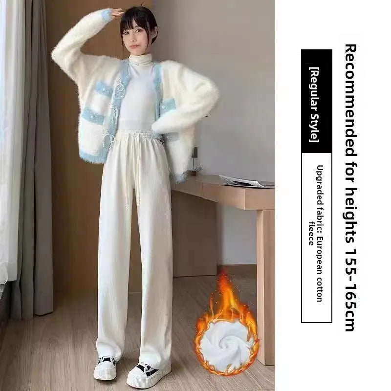 Premium Wide-Leg Cotton Trousers - Casual Loose Fit Lounge Pants ✨