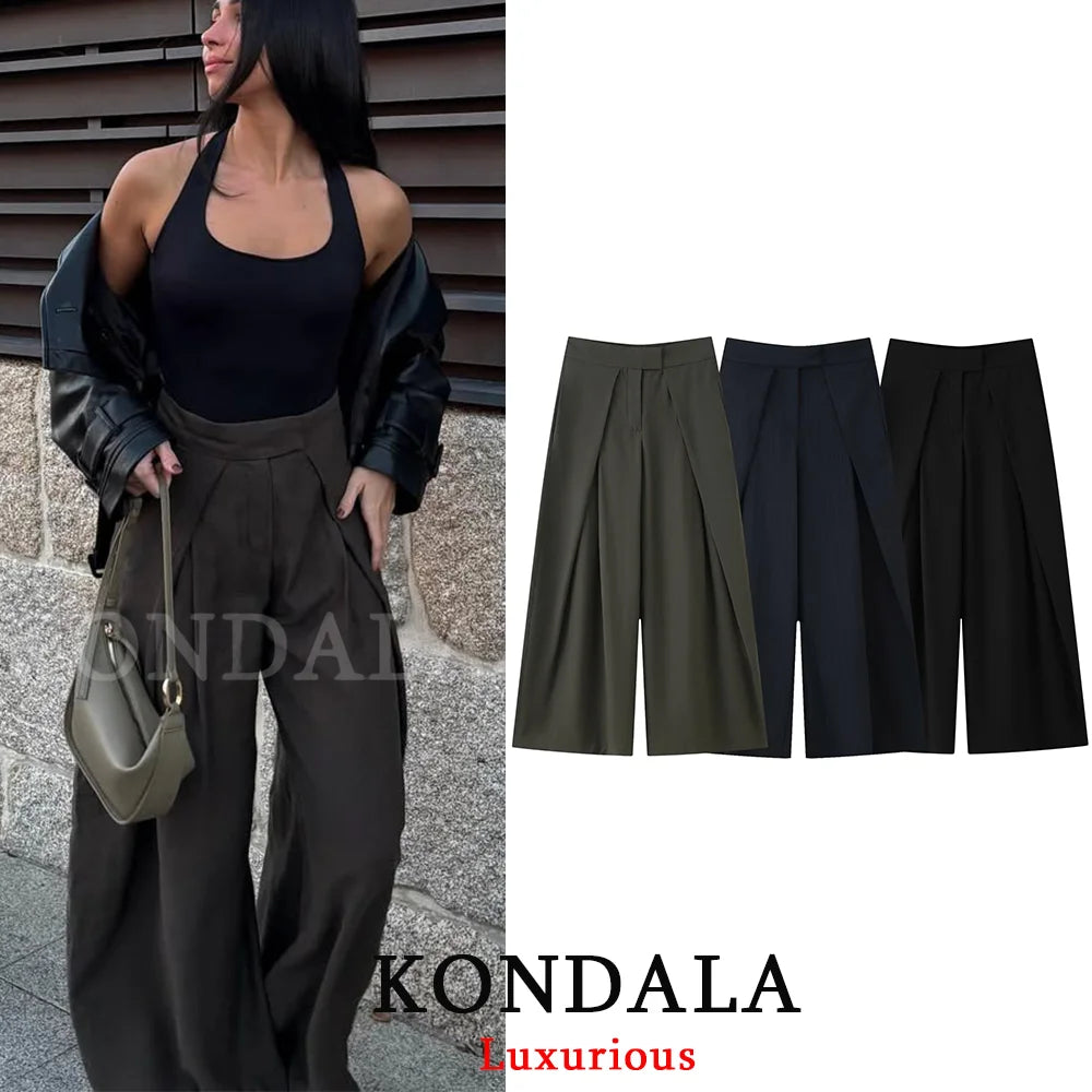 Premium Pleated Wide-Leg Trousers - High-Waisted Casual Chic Pants ✨