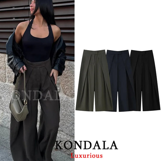 Premium Pleated Wide-Leg Trousers - High-Waisted Casual Chic Pants ✨