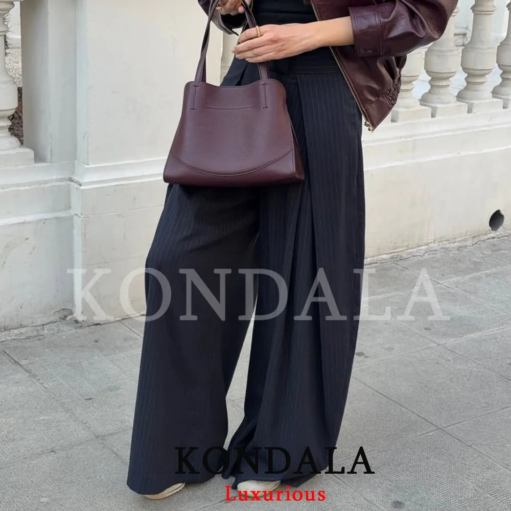 Premium Pleated Wide-Leg Trousers - High-Waisted Casual Chic Pants ✨