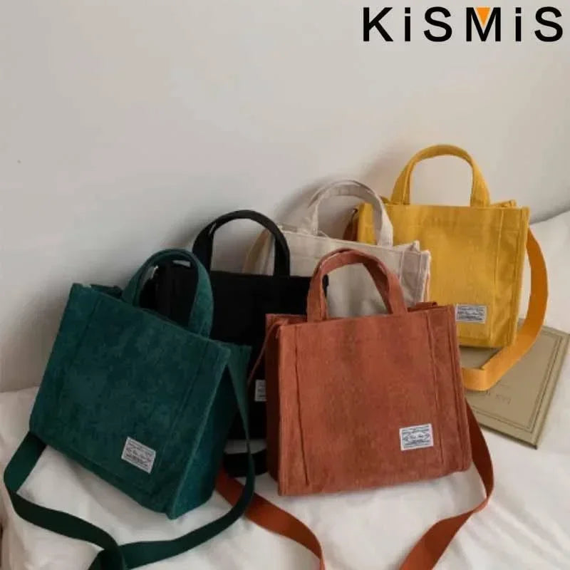 Premium Fashion Corduroy Tote Bag - Large Capacity Square Shoulder Purse ✨