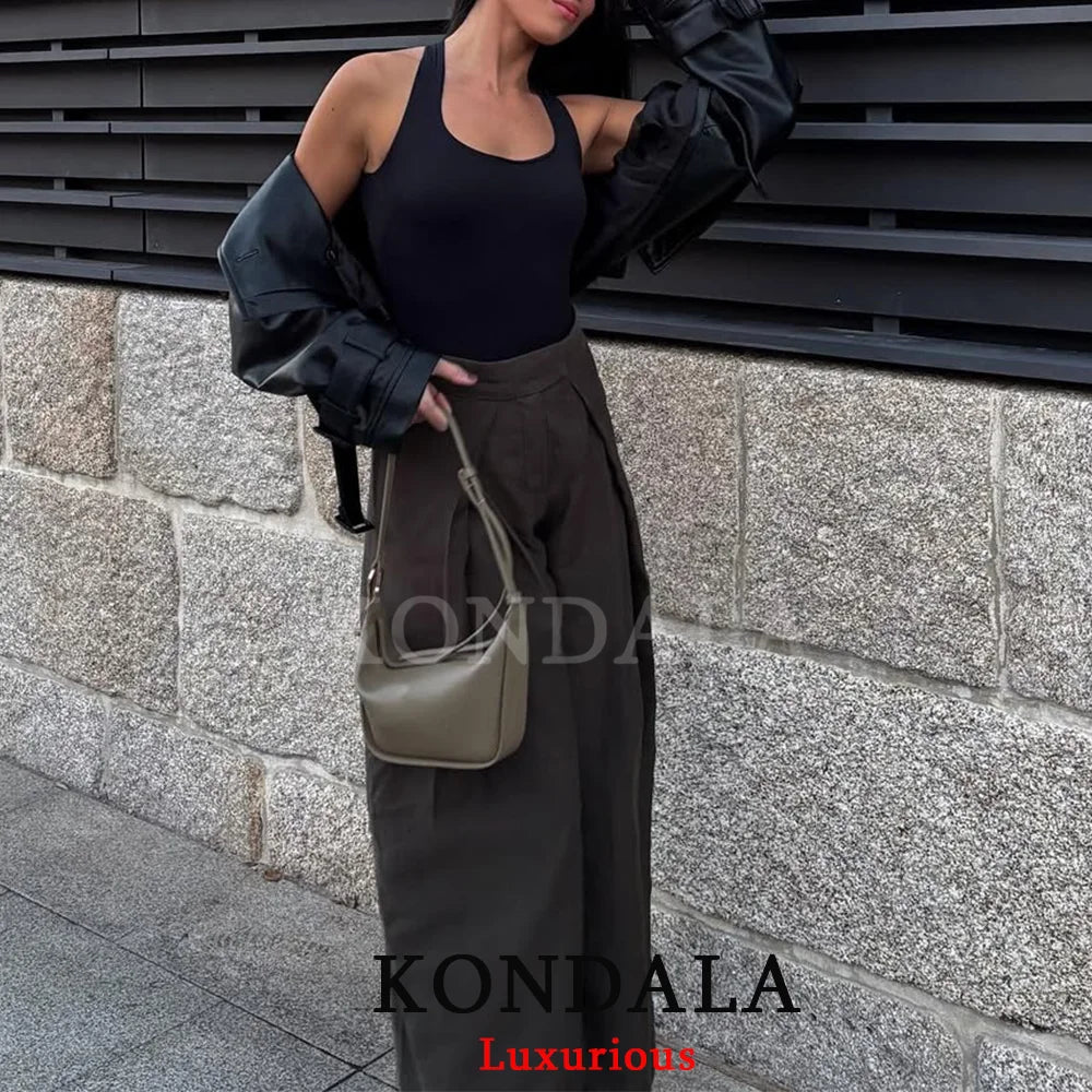 Premium Pleated Wide-Leg Trousers - High-Waisted Casual Chic Pants ✨