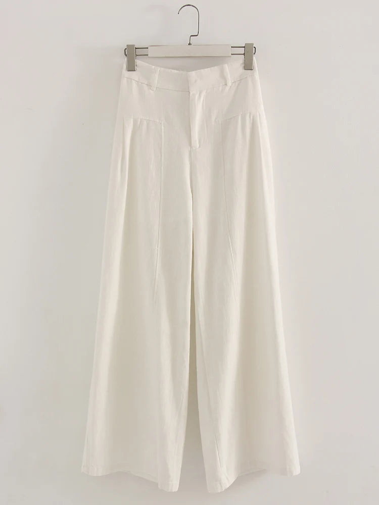 Premium Cotton Linen Wide-Leg Trousers - High-Waisted Summer Pants ✨