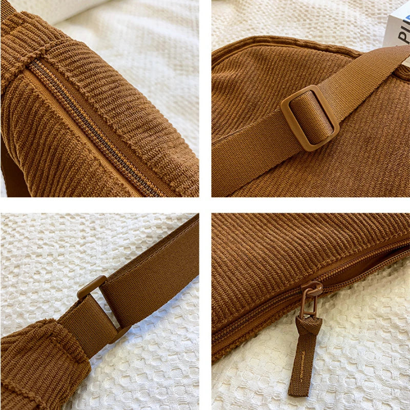 Premium Retro Corduroy Shoulder Bag - Casual Hobo Crossbody Tote ✨