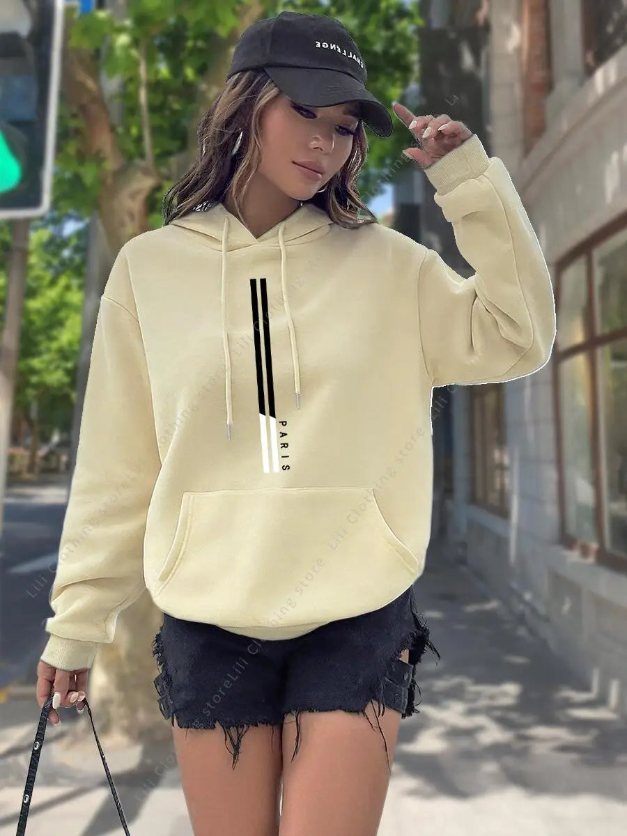 Paris Retro Graphic Letter Print Hoodie – Belléra™ Aesthetic Oversized Fleece Jumper 🇬🇧✨