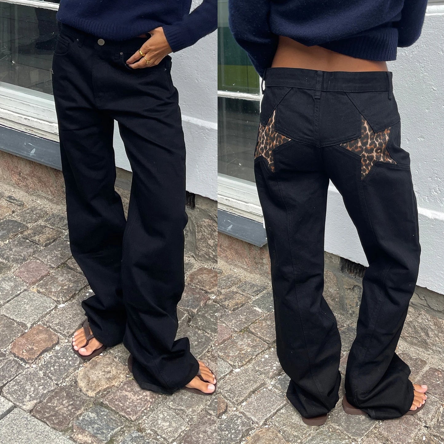 Premium Y2K Star Print Jeans - Low-Rise Loose Straight Denim Trousers ✨