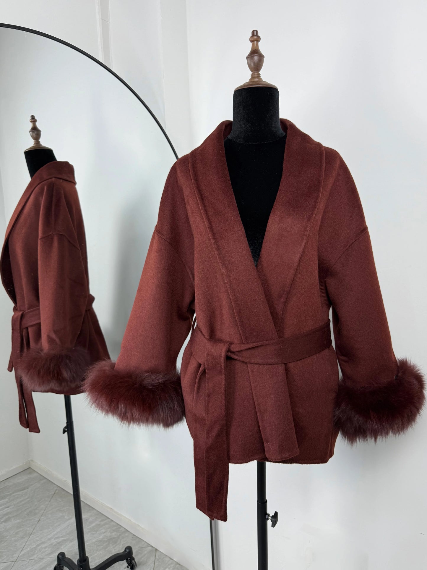Luxury Faux Fur Trim Wool Coat – Belléra™ Elegant Tie-Waist Winter Cardigan 🇬🇧✨