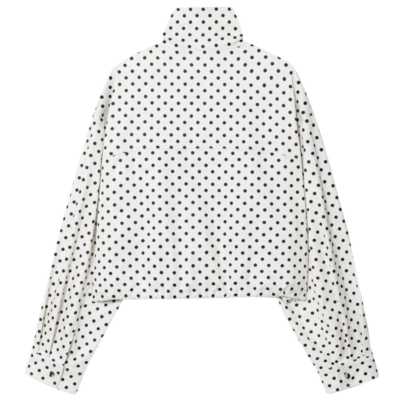 Retro Polka Dot Cropped Bomber Jacket – Belléra™ Aesthetic Zip-Up Aviator Coat 🇬🇧✨
