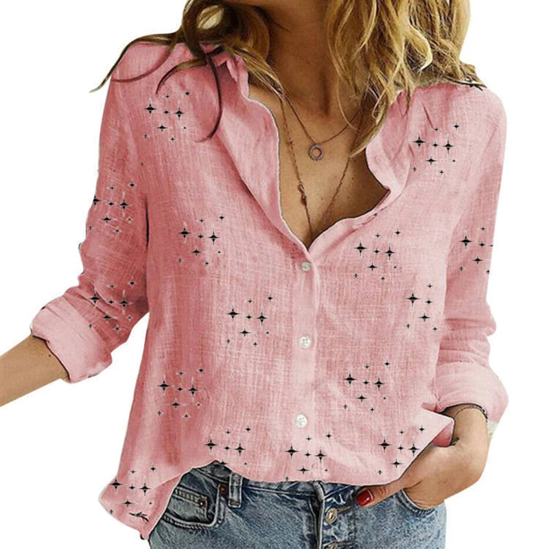 Premium Cotton Linen Button-Down Shirt – Belléra™ Casual Loose Fit Blouse 🇬🇧✨