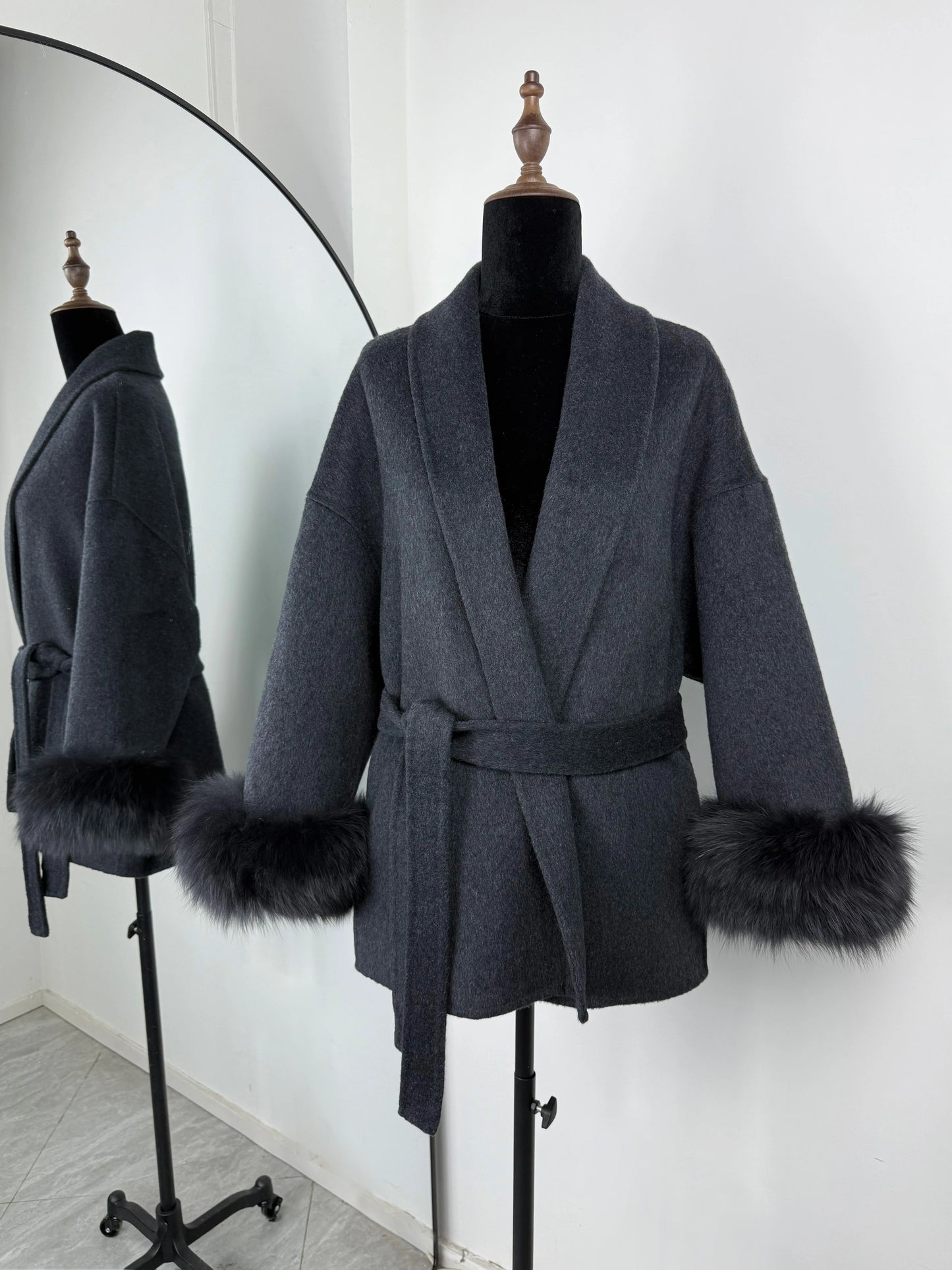 Luxury Faux Fur Trim Wool Coat – Belléra™ Elegant Tie-Waist Winter Cardigan 🇬🇧✨