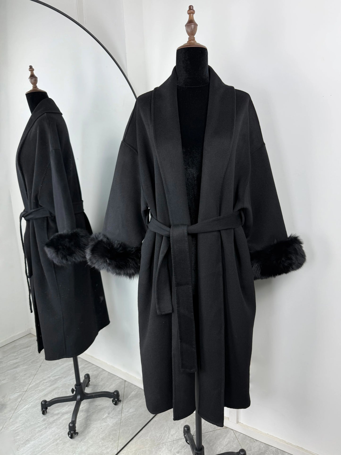 Luxury Faux Fur Trim Wool Coat – Belléra™ Elegant Tie-Waist Winter Cardigan 🇬🇧✨