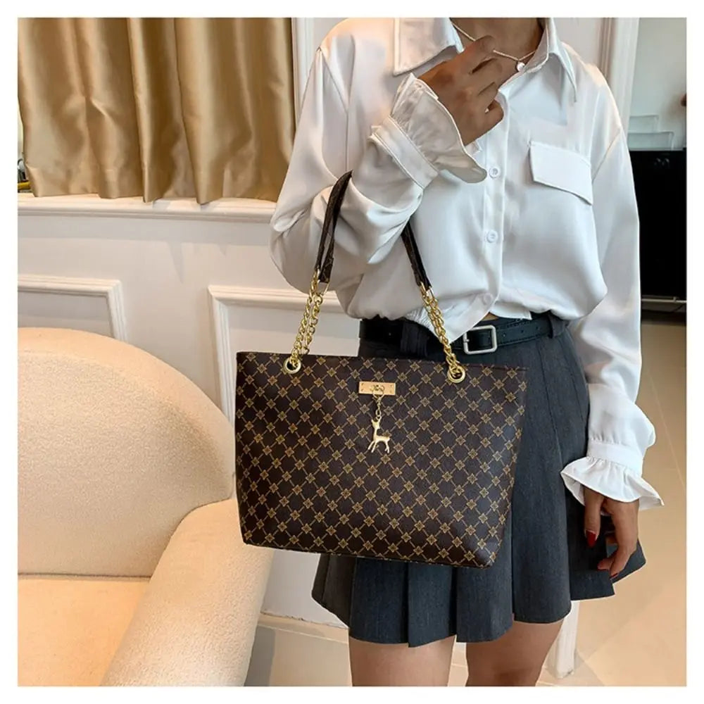 Premium Luxury Designer Pattern Tote Bag - Large Capacity Shoulder Chain Purse ✨