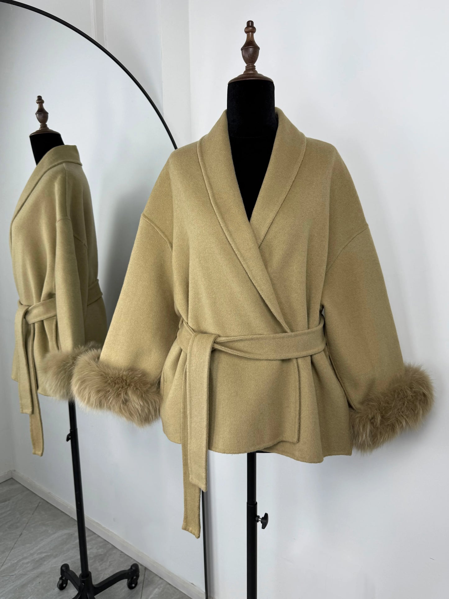 Luxury Faux Fur Trim Wool Coat – Belléra™ Elegant Tie-Waist Winter Cardigan 🇬🇧✨