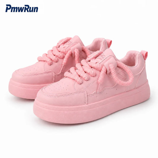 Women's Premium PU Leather Sport Shoes - Breathable Lightweight Casual Sneakers 👟✨