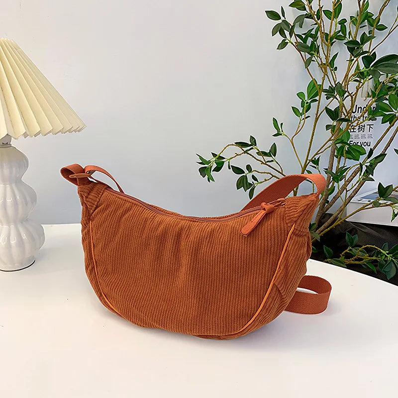 Premium Retro Corduroy Shoulder Bag - Casual Hobo Crossbody Tote ✨