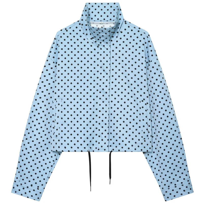 Retro Polka Dot Cropped Bomber Jacket – Belléra™ Aesthetic Zip-Up Aviator Coat 🇬🇧✨