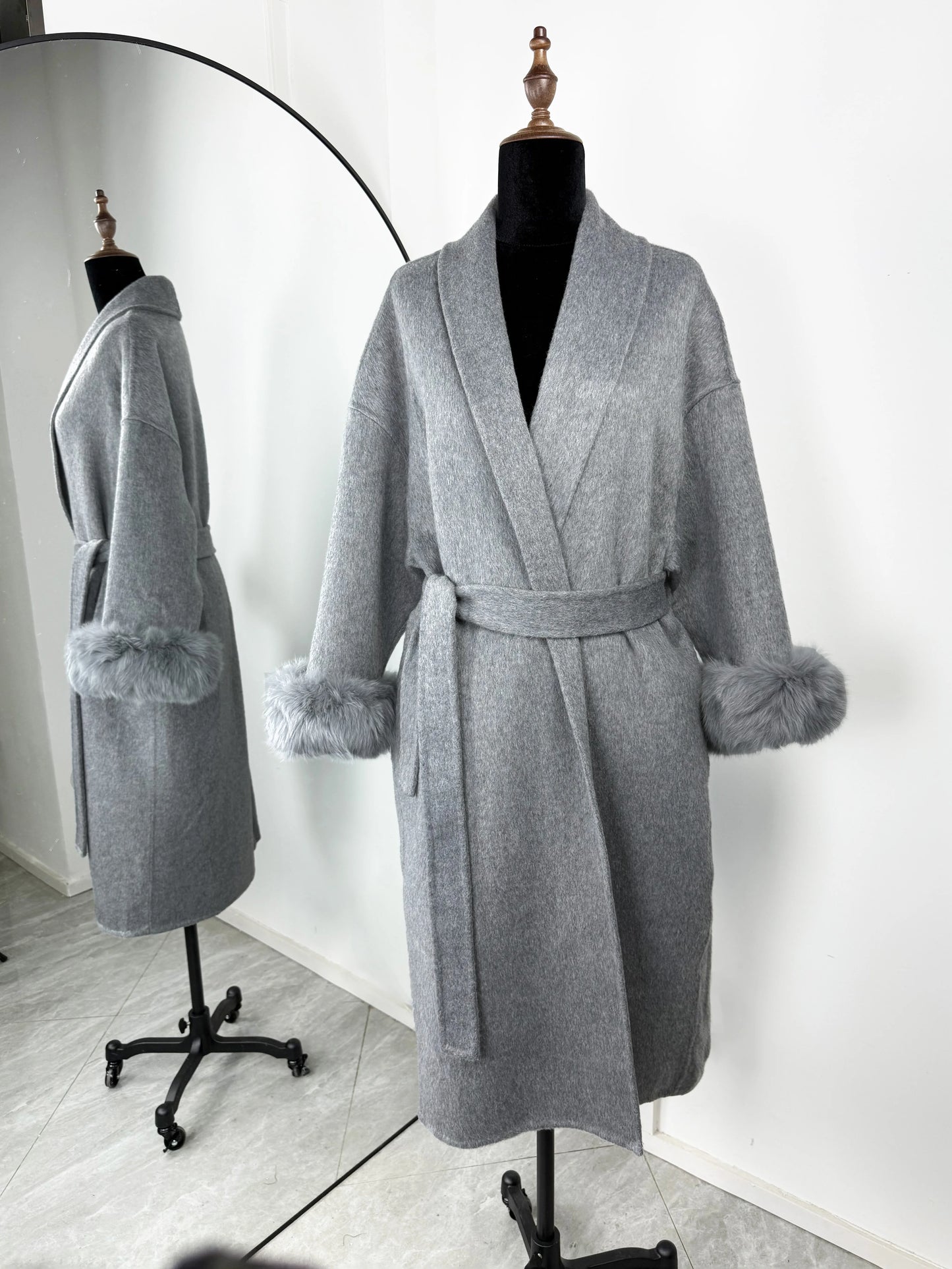Luxury Faux Fur Trim Wool Coat – Belléra™ Elegant Tie-Waist Winter Cardigan 🇬🇧✨