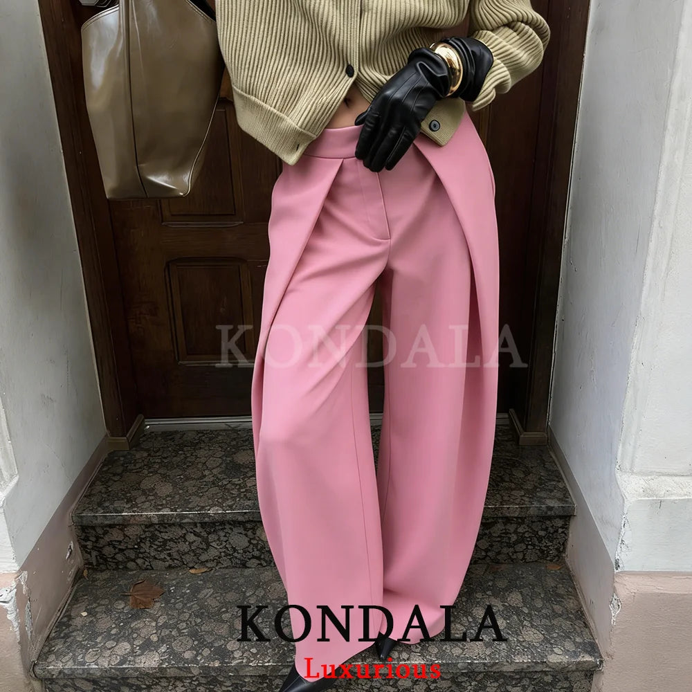Premium Pleated Wide-Leg Trousers - High-Waisted Casual Chic Pants ✨