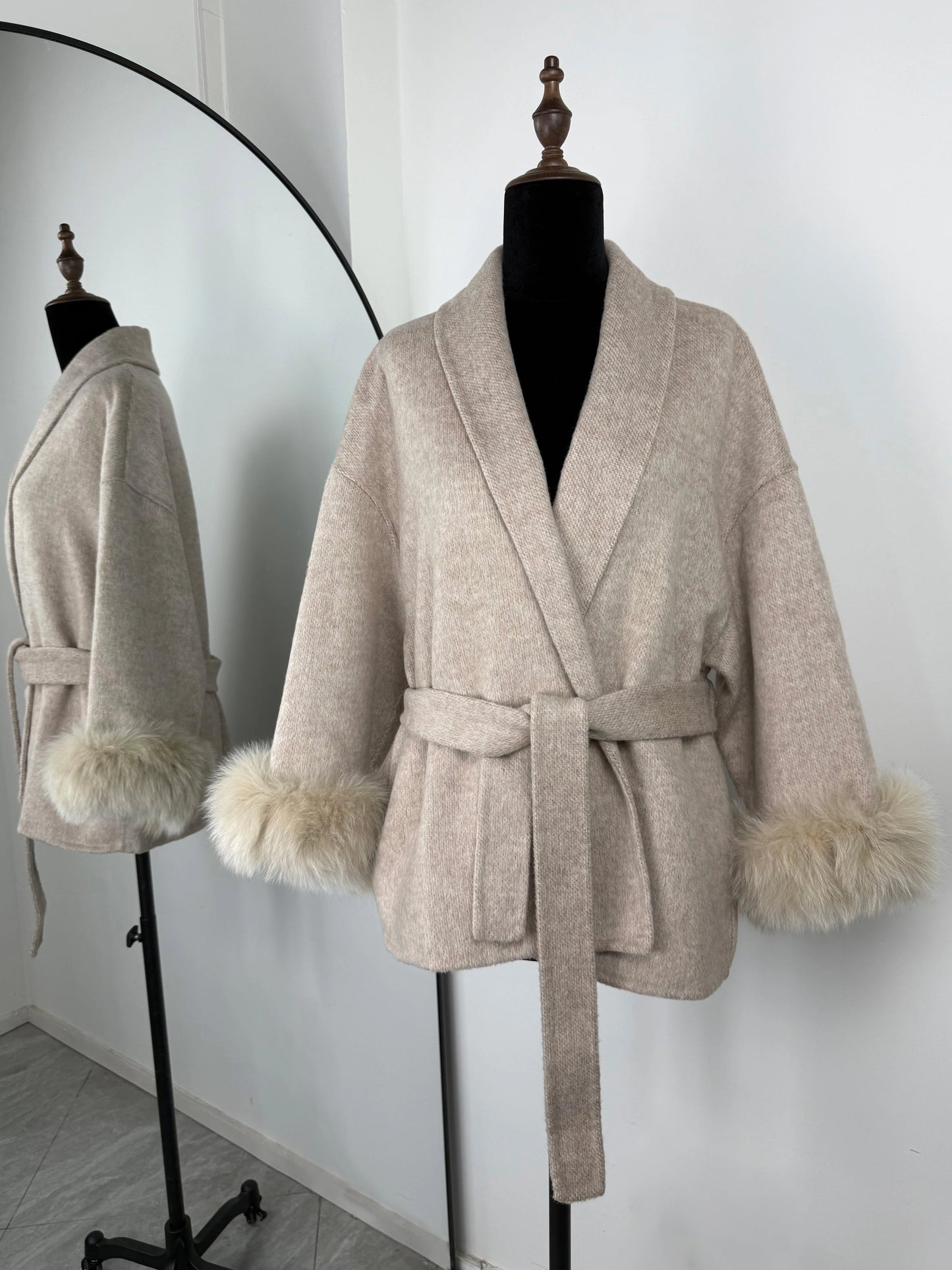 Luxury Faux Fur Trim Wool Coat – Belléra™ Elegant Tie-Waist Winter Cardigan 🇬🇧✨