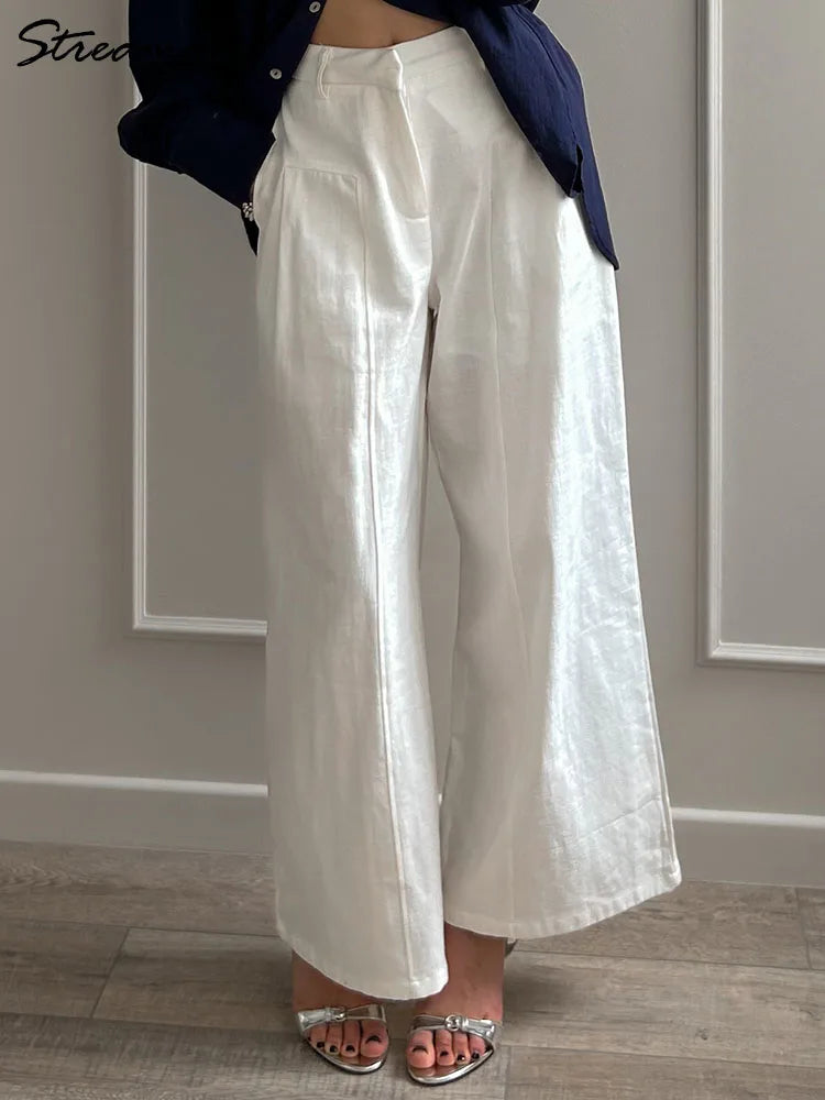 Premium Cotton Linen Wide-Leg Trousers - High-Waisted Summer Pants ✨