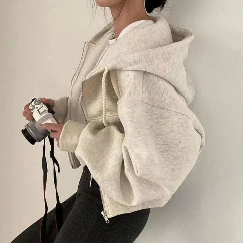 Bellera™ Premium Fleece-Lined Cropped Zip-Up Hoodie ✨