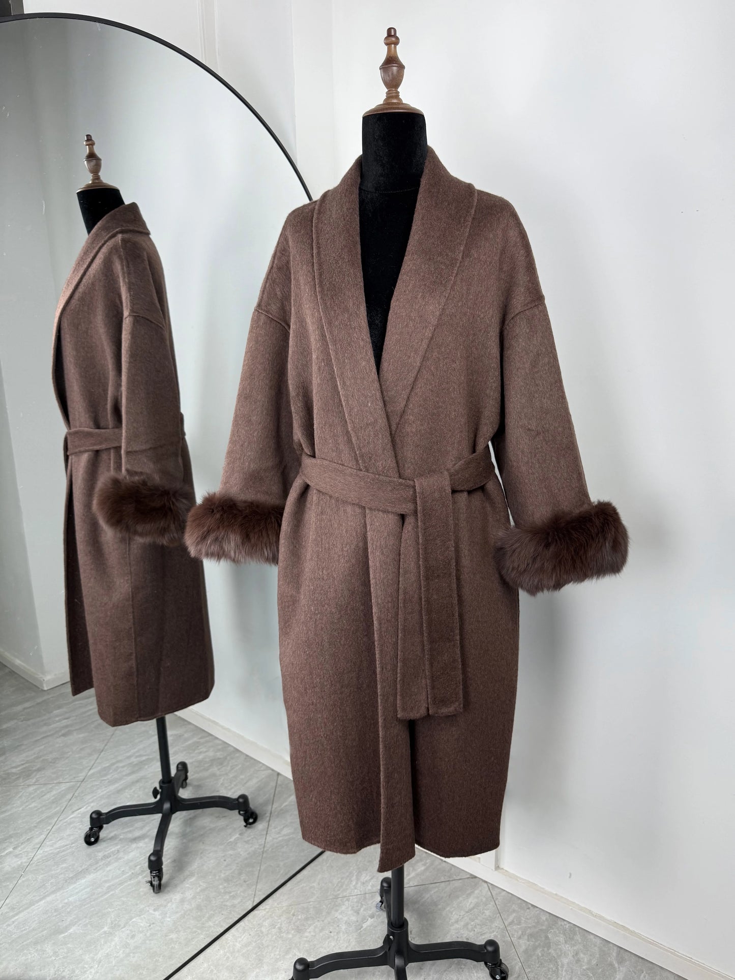 Luxury Faux Fur Trim Wool Coat – Belléra™ Elegant Tie-Waist Winter Cardigan 🇬🇧✨